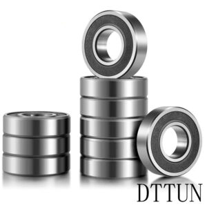 DTUUN 1/2 inch Bearings, 1/2 x1-1/8 x5/16 inch R8-2RS Double Rubber Sealed Roller Bearings, ABEC3 Precision for Electric Motor, Wheels, Home Appliances, Garden Machinery (10 Pack)