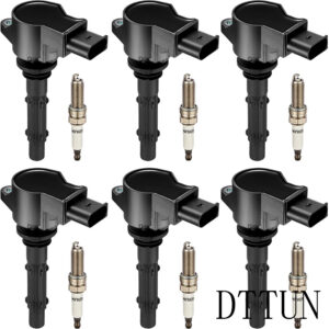DTTUN Ignition Coil Pack UF535 and Iridium Spark Plugs 95983 Compatible with Mercedes-Benz C230 C280 CLK350 E350 ML350 SLK280 Dodge Sprinter 3500 2.5L 3.0L 3.5L 5.5L V6, Sets of 6