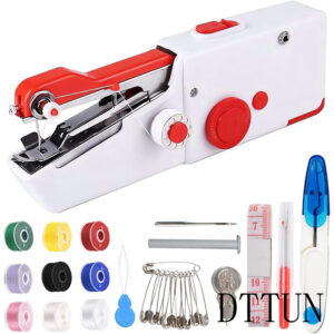 DTTUN Handheld Sewing Machine, Mini Sewing Machine for Adults Quick Stitching, Portable Sewing Machine with Sewing Supplies Suitable for Clothes, Jeans, DIY, Home, Travel (Red)
