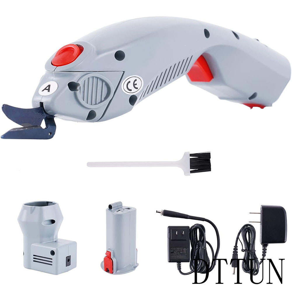 DTTUN -1 Electric Fabric Scissors Cordless Fabric Shears Rechargeable Cloth Cutter for Carpet/Leather/Rubber/Paperboard (1 Battery & A Blade)
