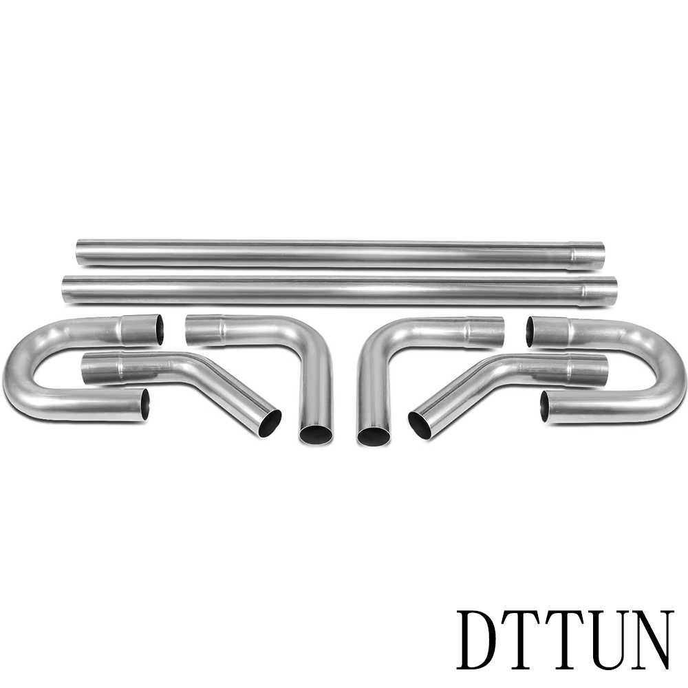 DTUUN ZTL-25RAW-8P 8 Pcs 2.5 Inches Mild Steel DIY Custom Exhaust Tubing Mandrel Bend Pipe Straight & U-Bend Kit, Universal Fit