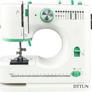 DTTUN Mini Sewing Machine, Electric Portable Sewing Machine for Beginners, Adjustable Sewing Speed 12 Stitch Dual Speed with Foot Pedal & Sewing Kit, Green
